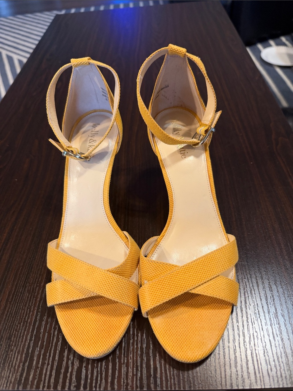 Kelly & Katie Yellow Ankle-Strap Heeled Sandals